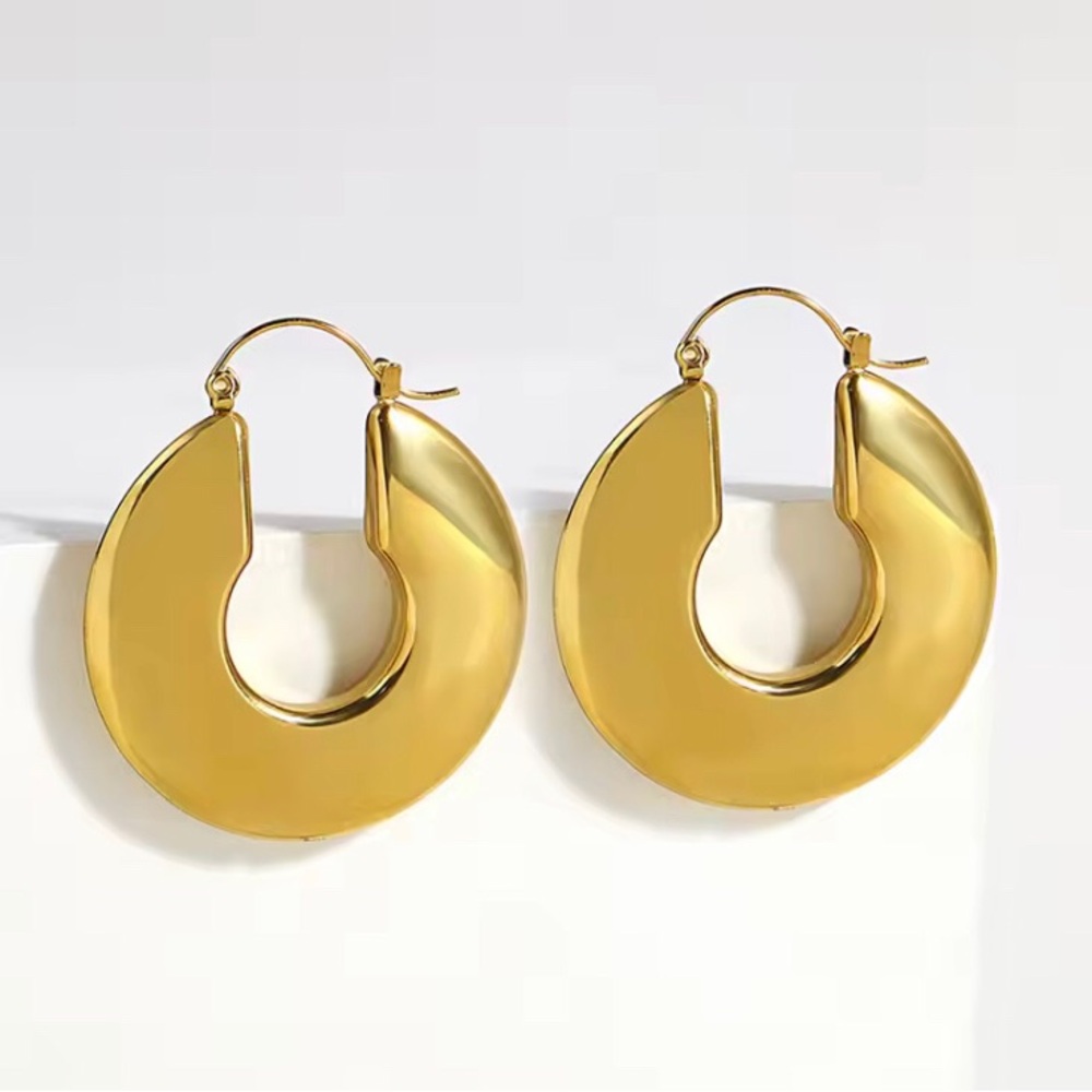 Gold Crescent Hoop Earrings - Women Jewelry